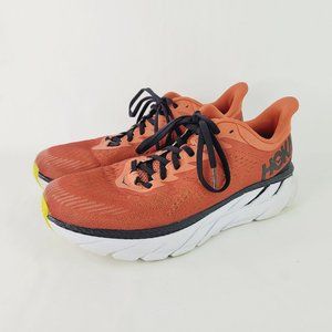 Hoka One One Mens 9.5 Clifton 7 Chili Red Black Running Shoes 1110508 CLBLC